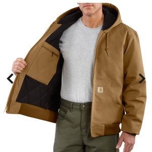 Carhartt Loose-Fit Firm Duck Insulated Flannel Lined Hooded Jacket Brown